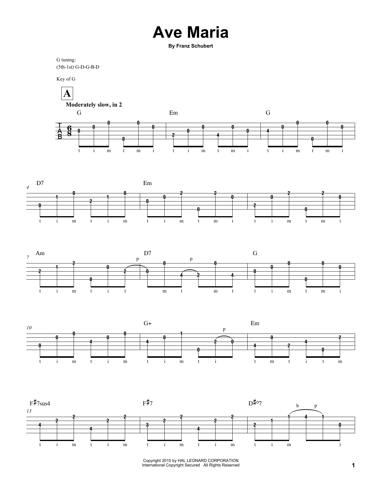 Produktgalerie: Seite 1 von 1 Ave Maria, Franz Schubert, Banjo