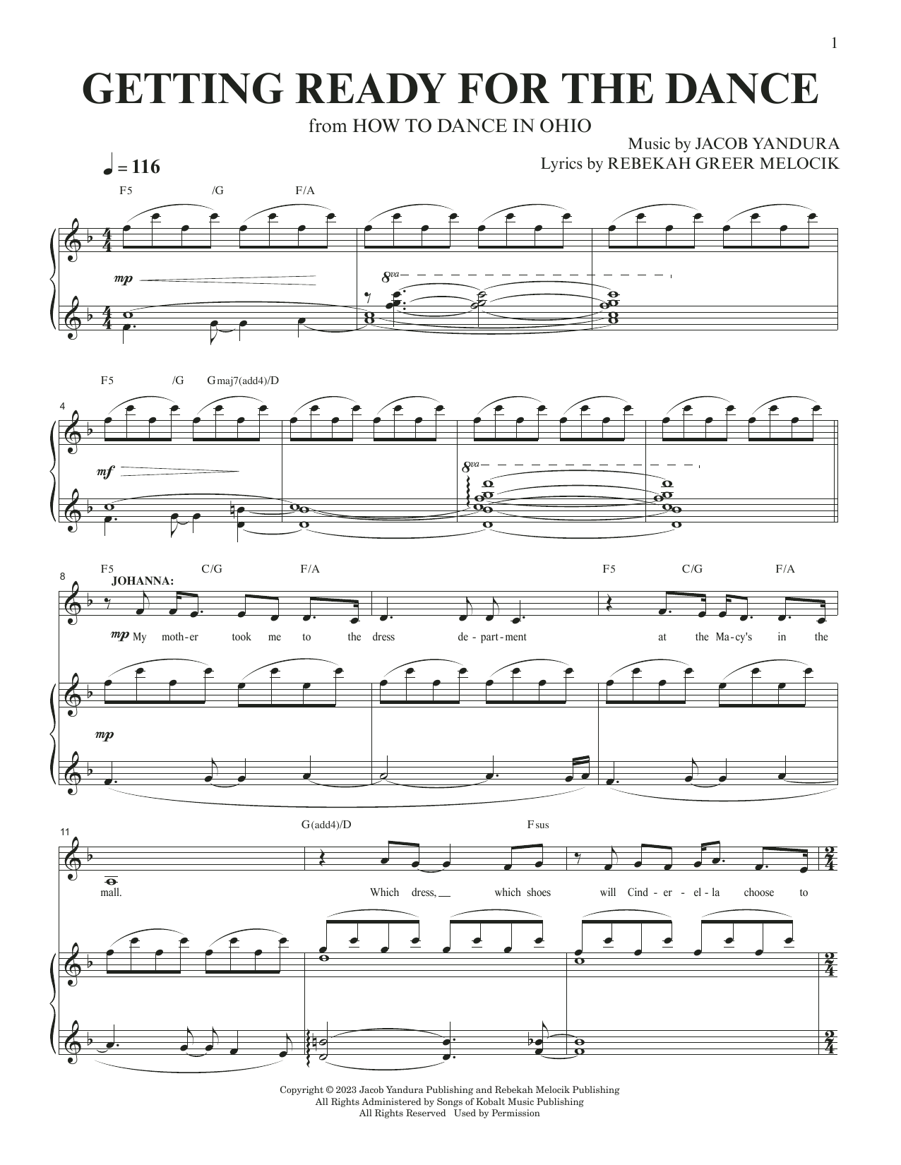 Produktgalerie: Seite 1 von 1 Getting Ready For The Dance (from How To Dance In Ohio), Jacob Yandura & Rebekah Greer Melocik, Gesang, Klavier