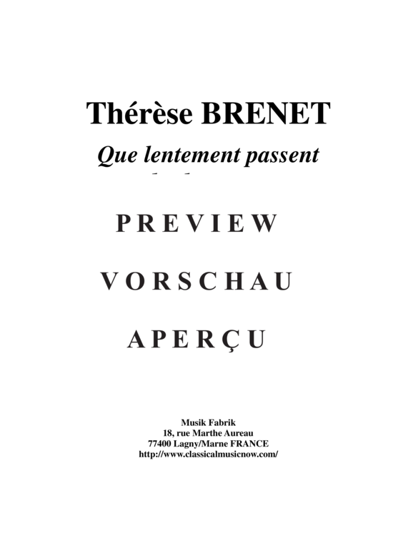 Product gallery: Page 2 of 5 Que Lentement Passent les Heures , , (voice + piano)