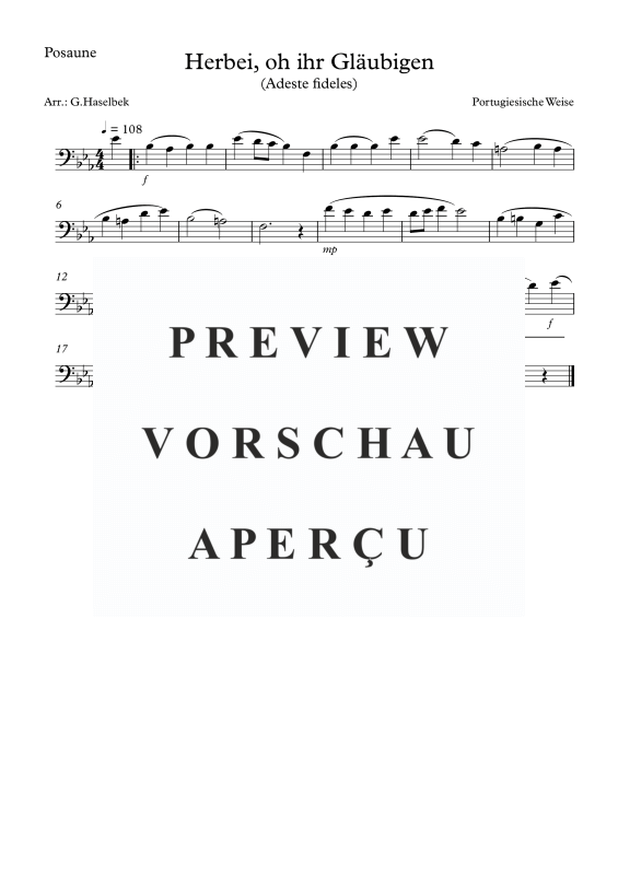Produktgalerie: Seite 5 von 7 Herbei, oh ihr Gläubigen - Adeste fideles, , (Posaunen Quartett)