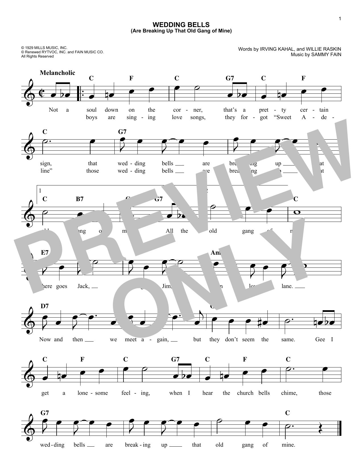 Product gallery: Page 1 of 1 Wedding Bells (Are Breaking Up That Old Gang Of Mine), Willie Raskin