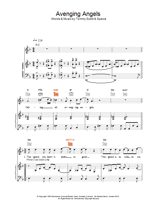 Produktgalerie: Seite 1 von 1 Avenging Angels, Space, Gesang, Gitarre, Klavier