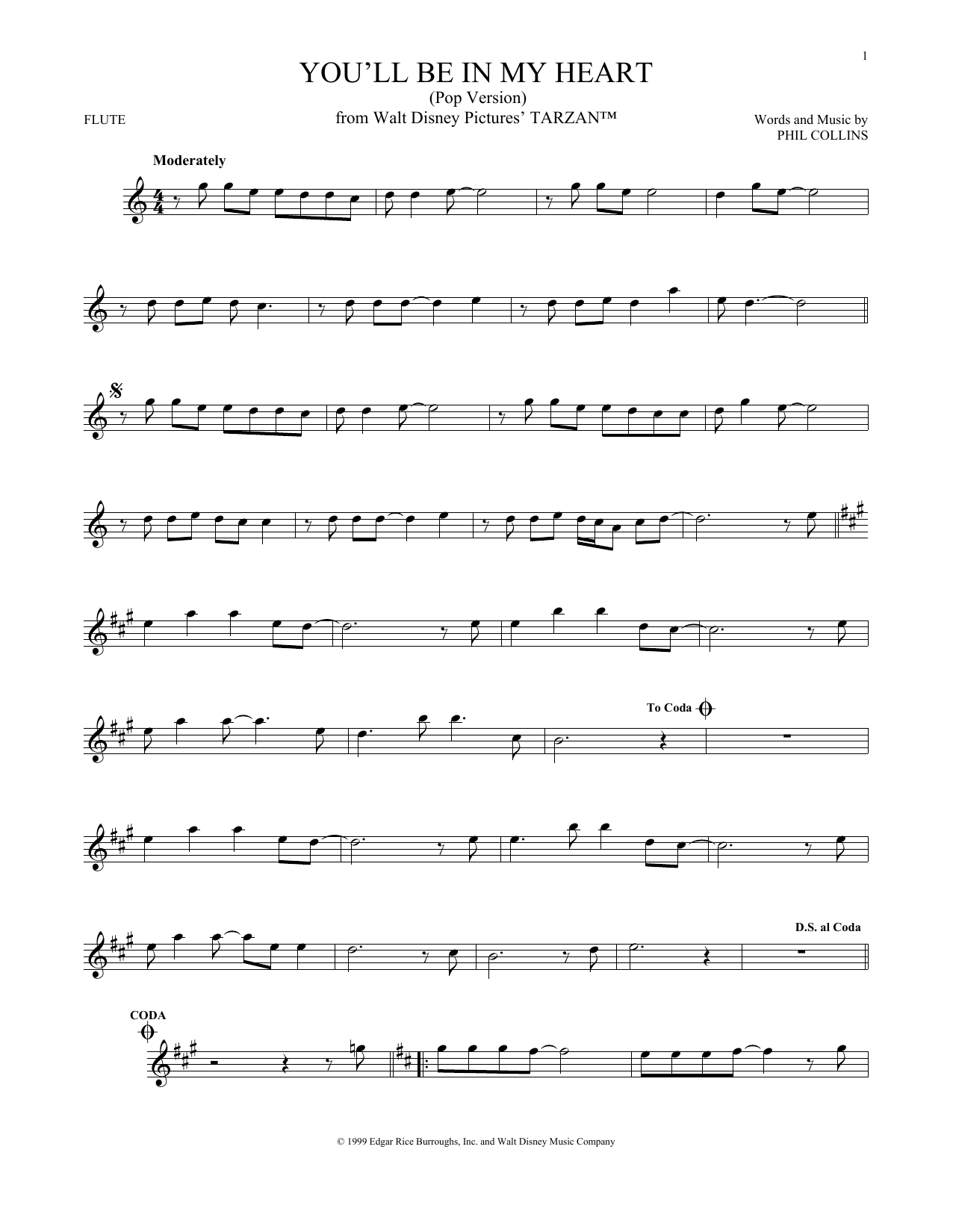 Product gallery: Page 1 of 1 You'll Be In My Heart (Pop Version) (from Tarzan), Phil Collins