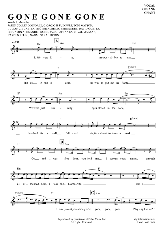 Produktbild zu: Gone Gone GoneDavid Guetta, Teddy Swims, Tones And I