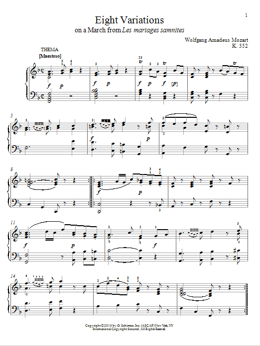 Produktbild zu: Eight Variations On A March from Les Mariages Samnites, K. 352