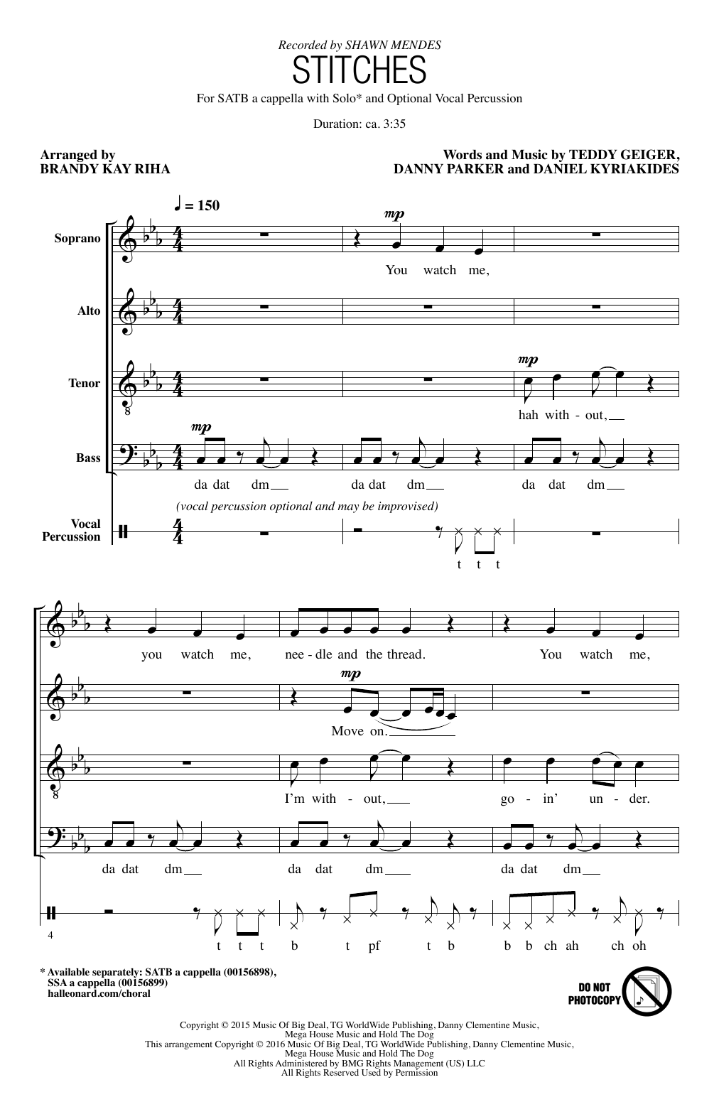 Produktbild zu: Stitches (arr. Brandy Kay Riha)