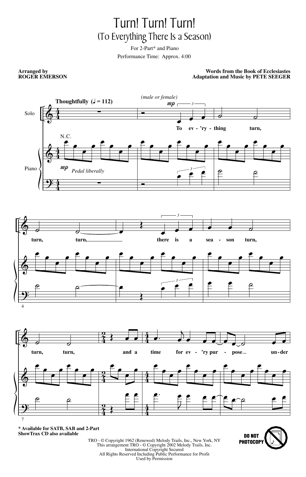 Produktgalerie: Seite 1 von 1 Turn! Turn! Turn! (To Everything There Is A Season) (arr. Roger Emerson), The Byrds, Chor