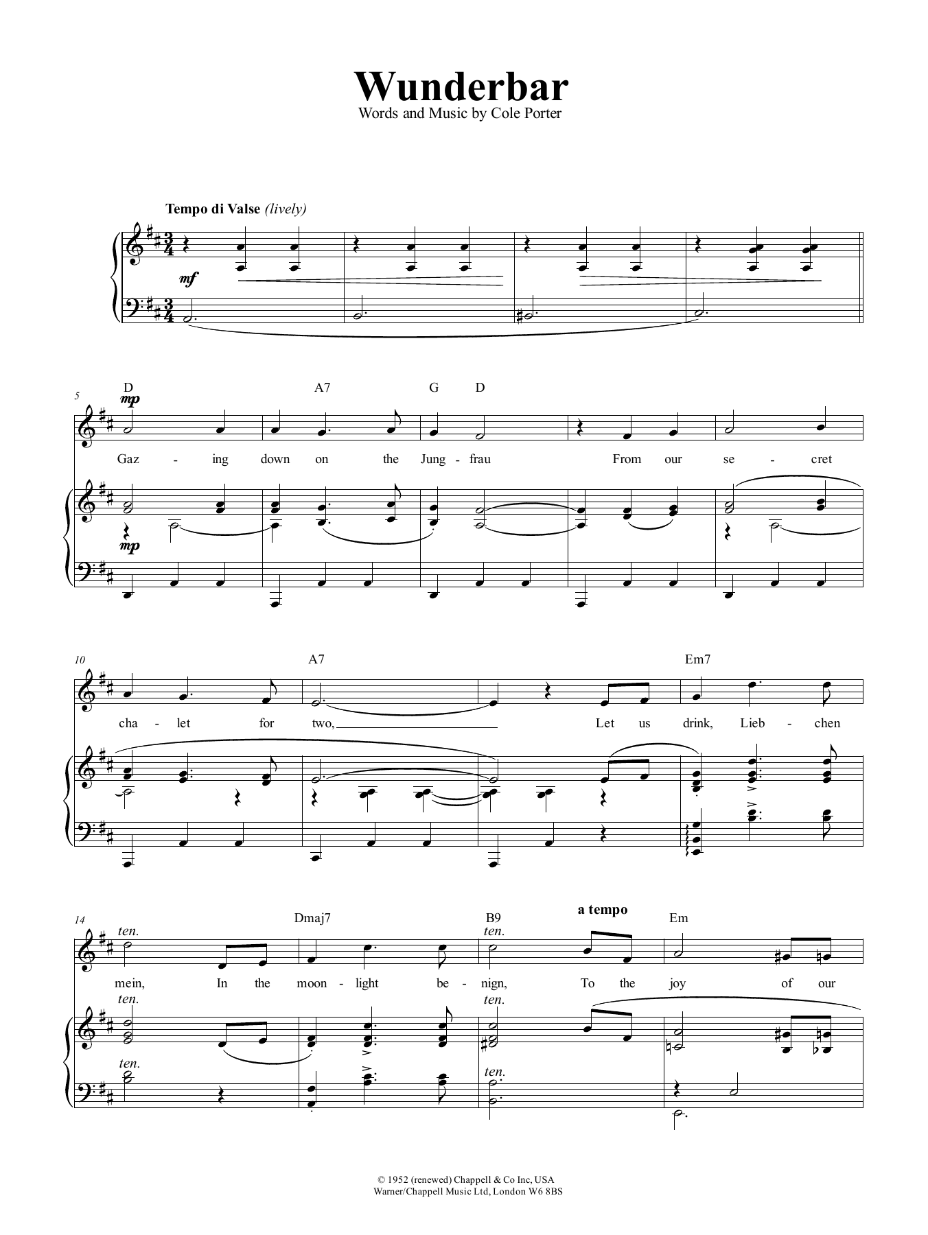Product picture to: Wunderbar (from Kiss Me, Kate)