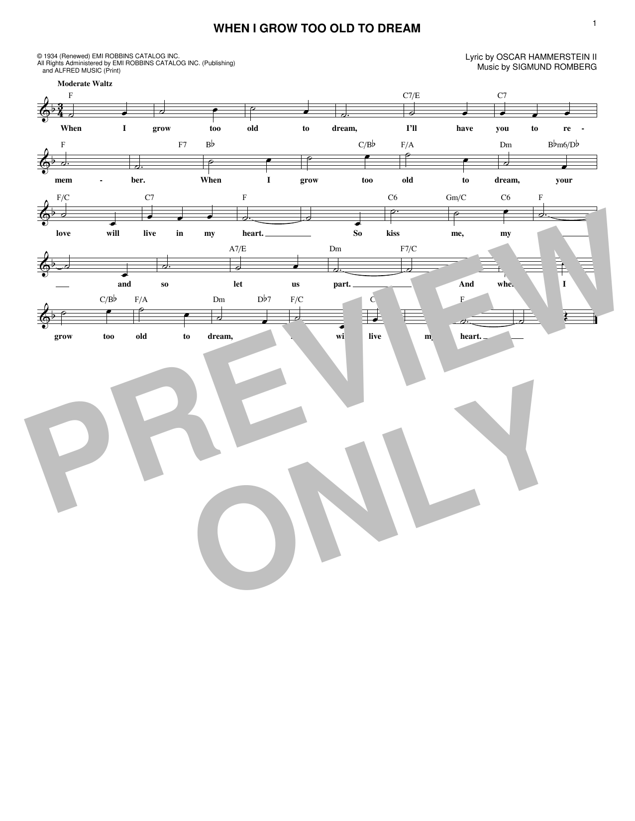 Product gallery: Page 1 of 1 When I Grow Too Old To Dream, Oscar Hammerstein II