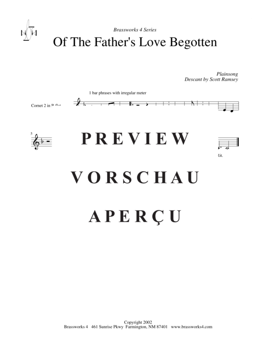 Produktgalerie: Seite 7 von 9 Of the Father's Love Begotten, , (2xTrompete in B, Horn in F, Posaune)