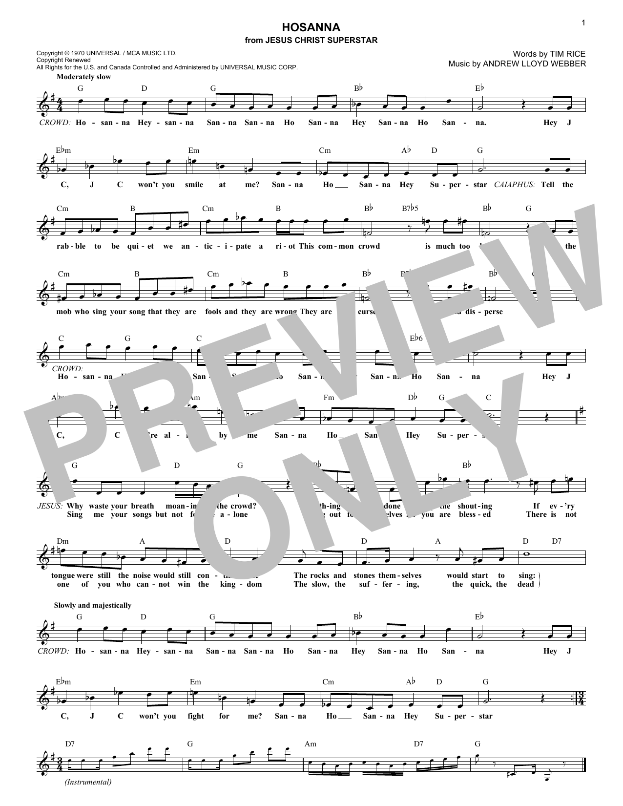 Product picture to:  Hosanna - Andrew Lloyd Webber