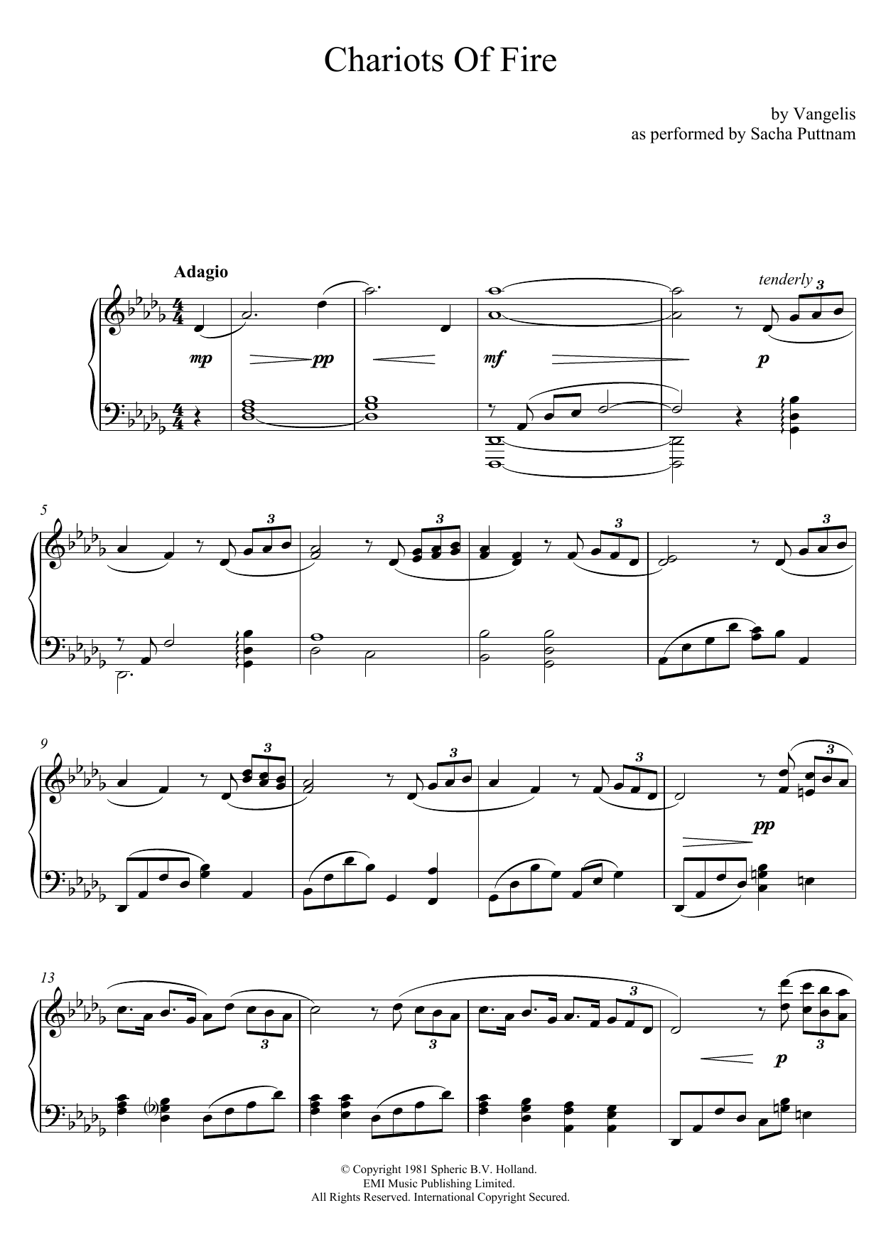 Product picture to: Chariots Of Fire (as performed by Sacha Puttnam)