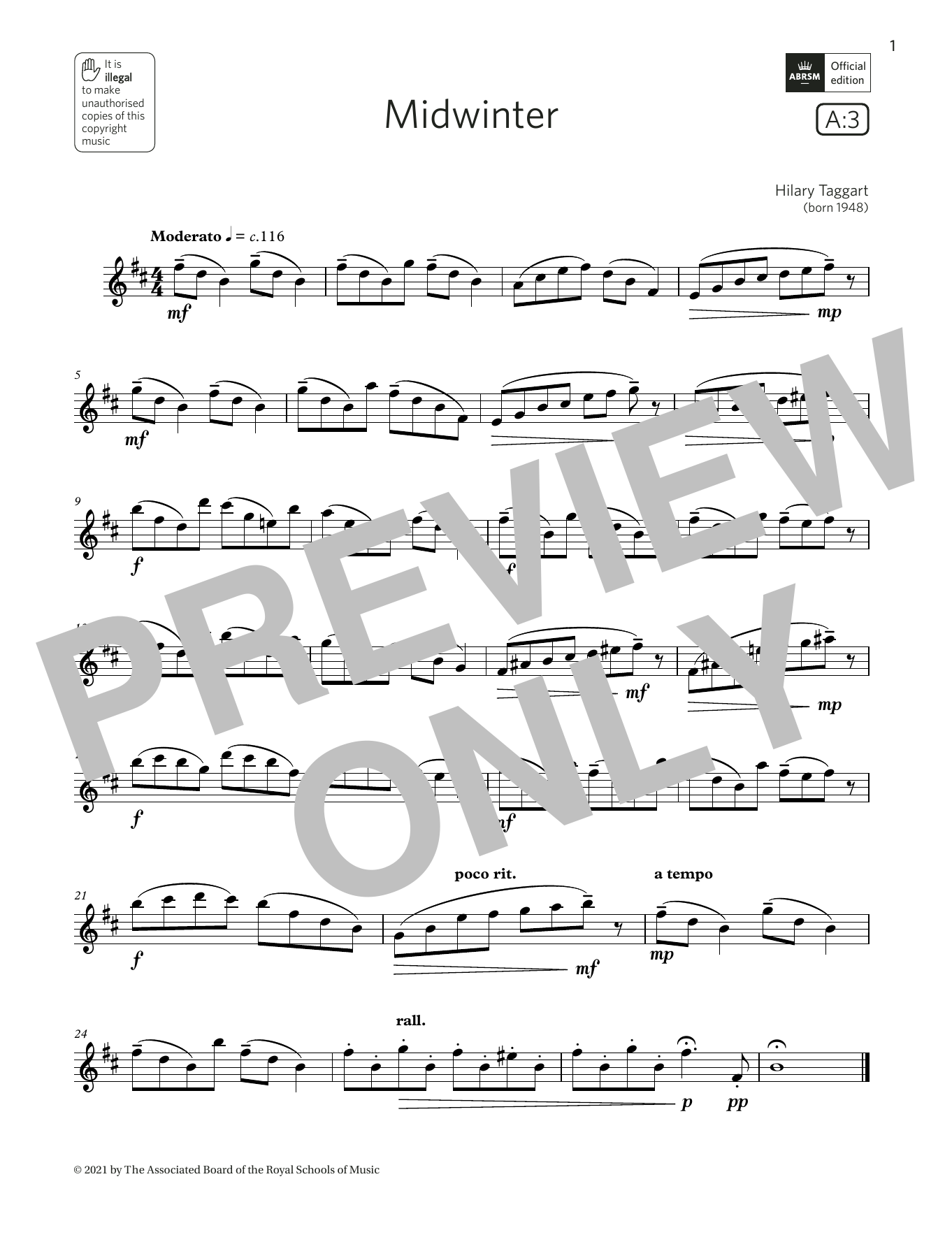 Product gallery: Page 1 of 1 Midwinter (Grade 4 List A3 from the ABRSM Flute syllabus from 2022), Hilary Taggart
