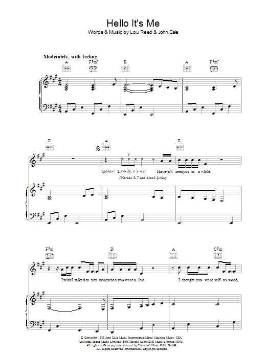 Produktgalerie: Seite 1 von 1 Hello It's Me, Lou Reed, Gesang, Gitarre, Klavier