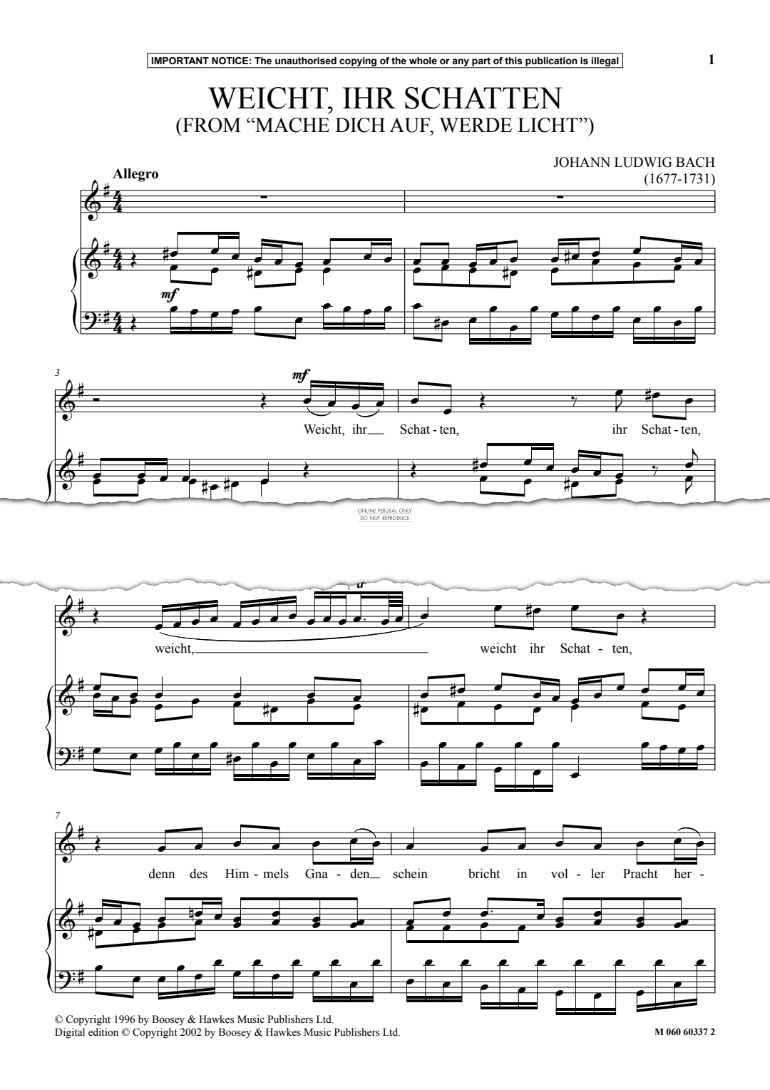 Produktgalerie: Seite 1 von 1 Weicht, Ihr Schaten (from Mache Dich Auf, Werde Licht), Johann Ludwig Bach, Gesang, Klavier