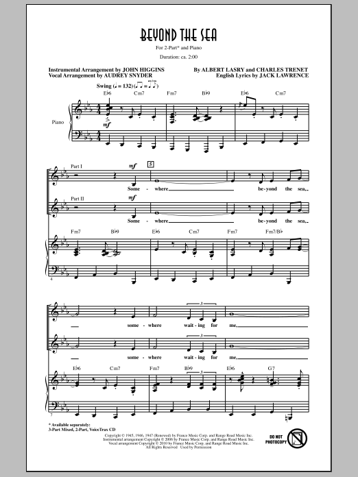 Produktbild zu: Beyond The Sea (arr. Audrey Snyder)
