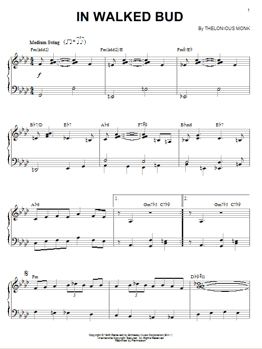 Product gallery: Page 1 of 1 In Walked Bud, Thelonious Monk