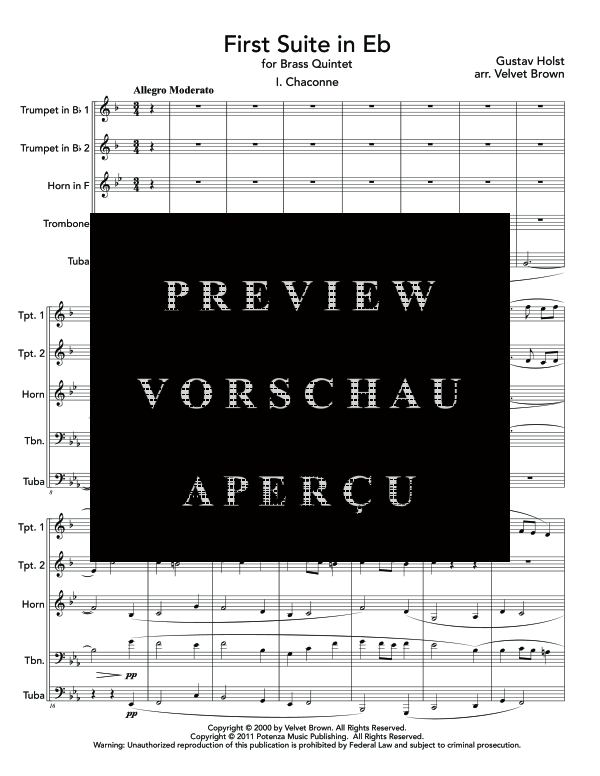 Produktgalerie: Seite 5 von 11 First Suite in E-flat, , (Blechbläser Quintett)