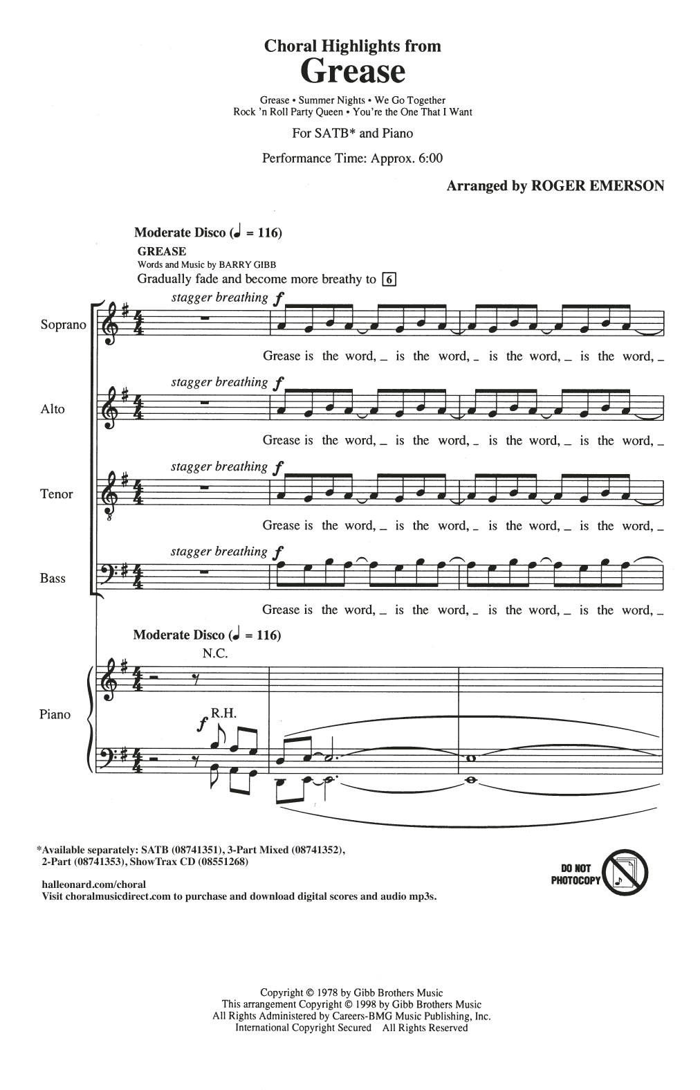 Product picture to: Choral Highlights from Grease
