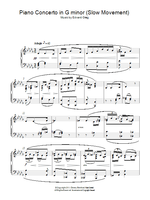 Product gallery: Page 1 of 1 Piano Concerto in G minor (Slow Movement), Edvard Grieg