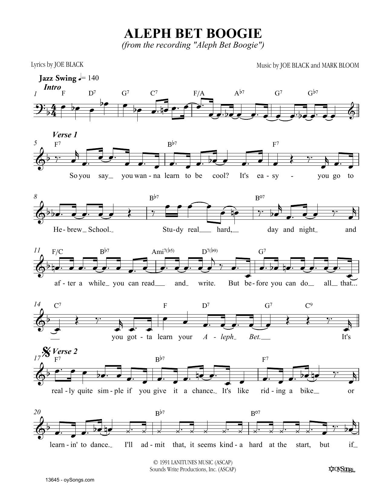Produktgalerie: Seite 1 von 1 Aleph Bet Boogie, Joe Black, Melodieinstrument