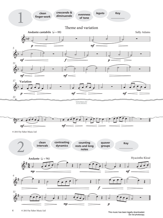 Product gallery: Page 1 of 1 Study No.1 Theme And Variation (from 'More Graded Studies For Flute Book One'), Sally Adams