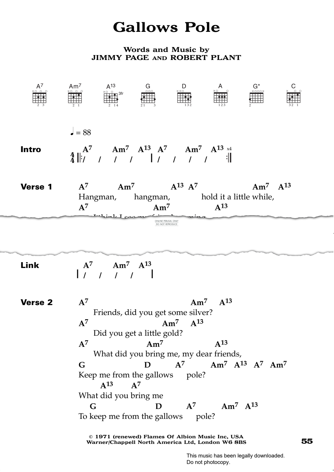 Product gallery: Page 1 of 1 Gallows Pole, Led Zeppelin