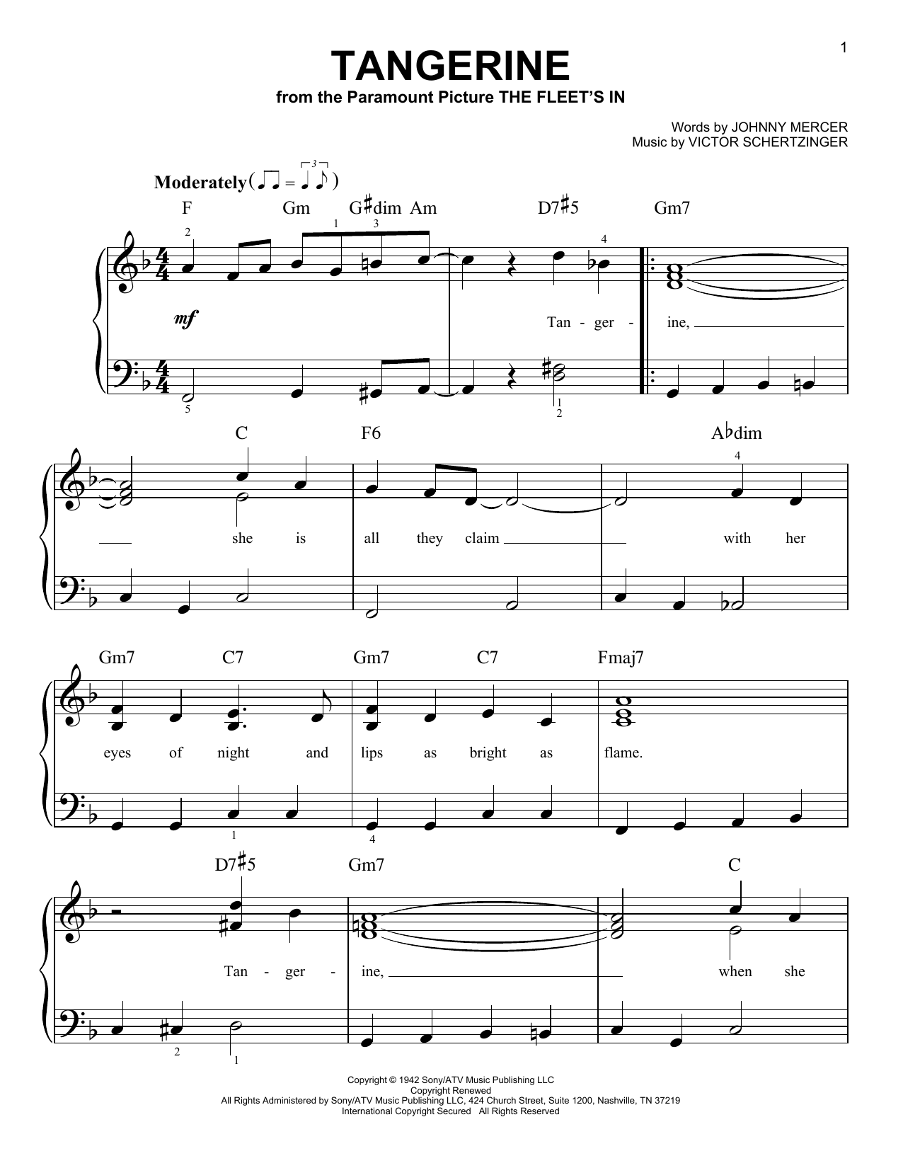 Produktgalerie: Seite 1 von 1 Tangerine, Johnny Mercer, Klavier