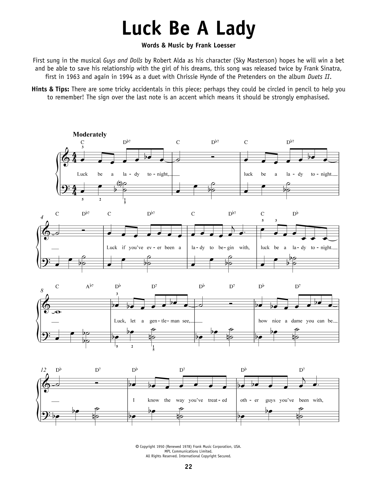 Produktgalerie: Seite 1 von 1 Luck Be A Lady, Frank Sinatra, Klavier