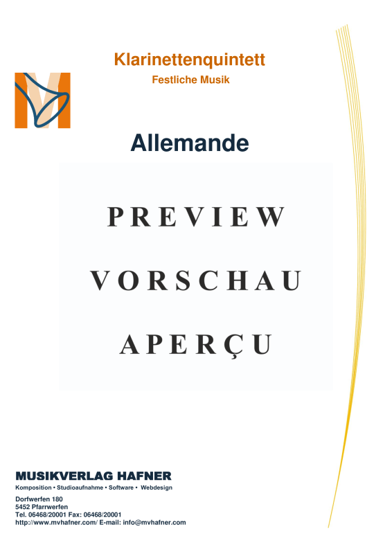 Product gallery: Page 4 of 11 Allemande, , (Clarinet Quintet)