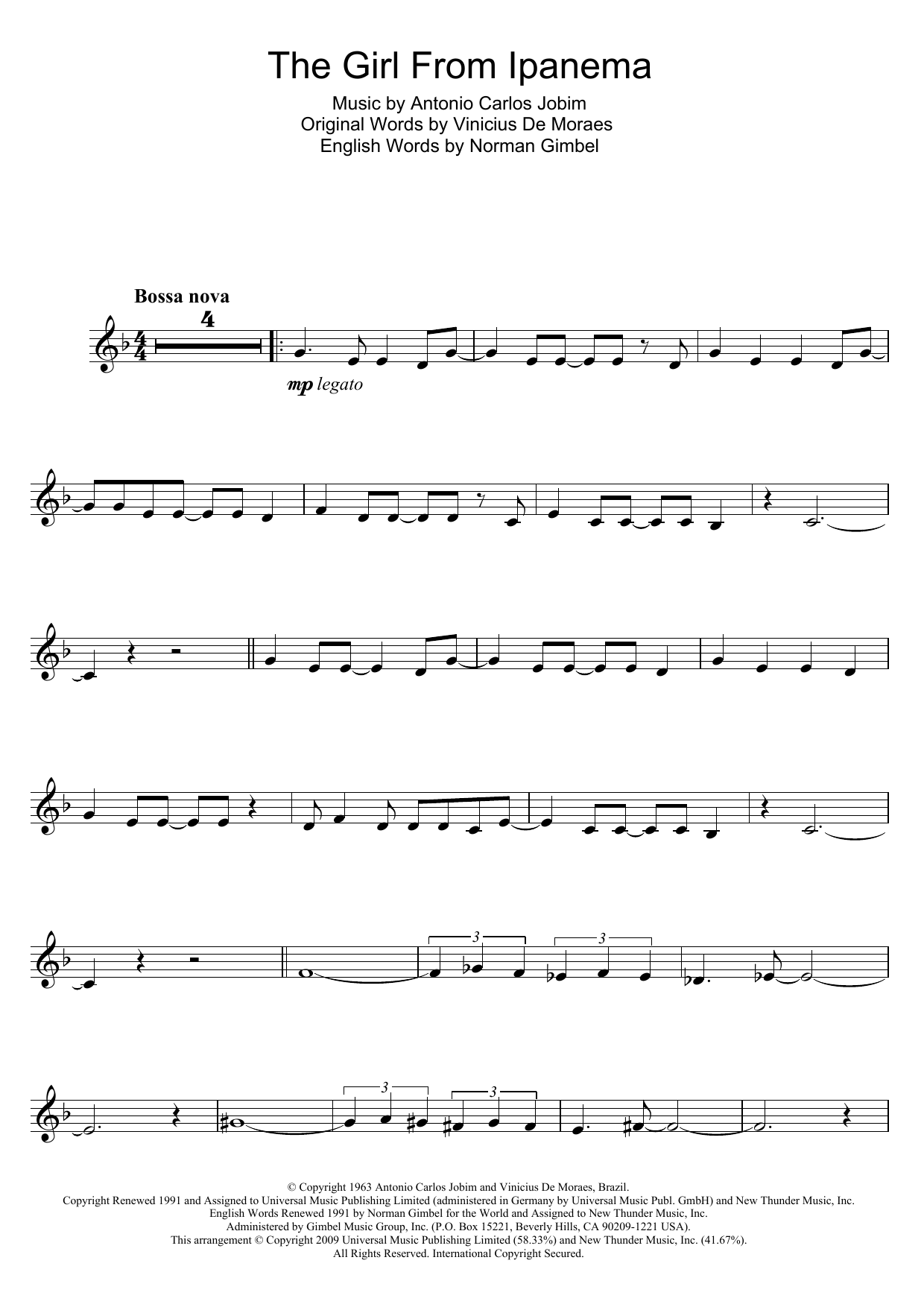 Produktgalerie: Seite 1 von 1 The Girl From Ipanema (Garota De Ipanema), Antonio Carlos Jobim, Trompete