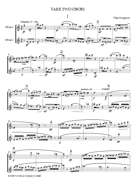 Produktgalerie: Seite 1 von 1 Take Two Oboes (Oboe Duet), Thea Musgrave, Oboe