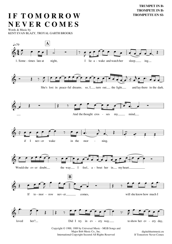 Product gallery: Page 1 of 4 If Tomorrow Never Comes , Keatin, Ronan, Trumpet in B-flat