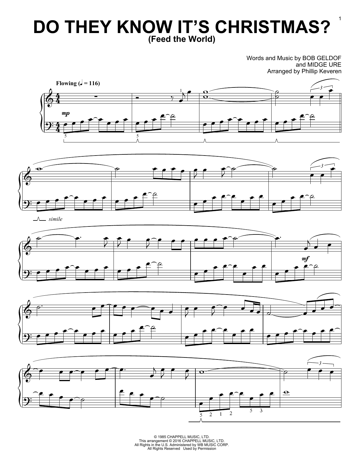 Product gallery: Page 1 of 1 Do They Know It's Christmas? (Feed The World) (arr. Phillip Keveren), Band Aid