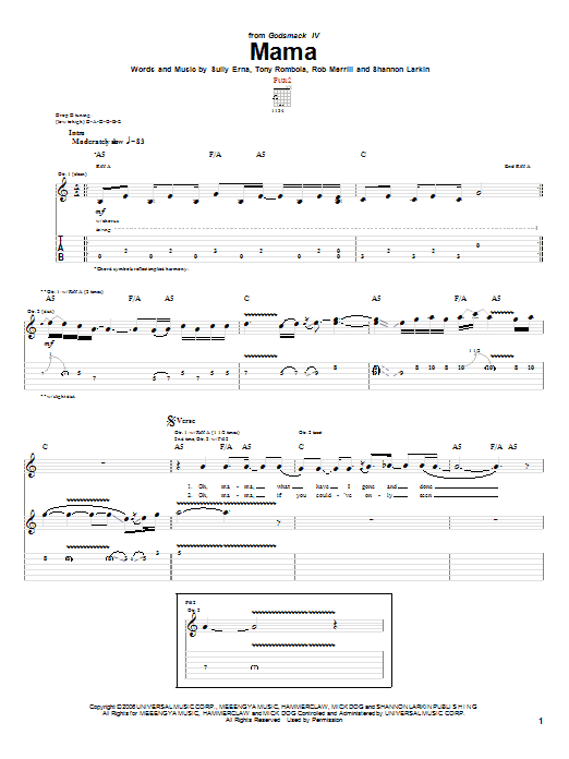 Produktgalerie: Seite 1 von 1 Mama, Godsmack, Gitarre