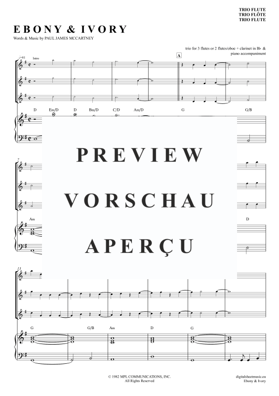Produktgalerie: Seite 2 von 11 Ebony And Ivory, McCartney, Paul/Wonder, Stevie, (Flöten Trio + Klavier)