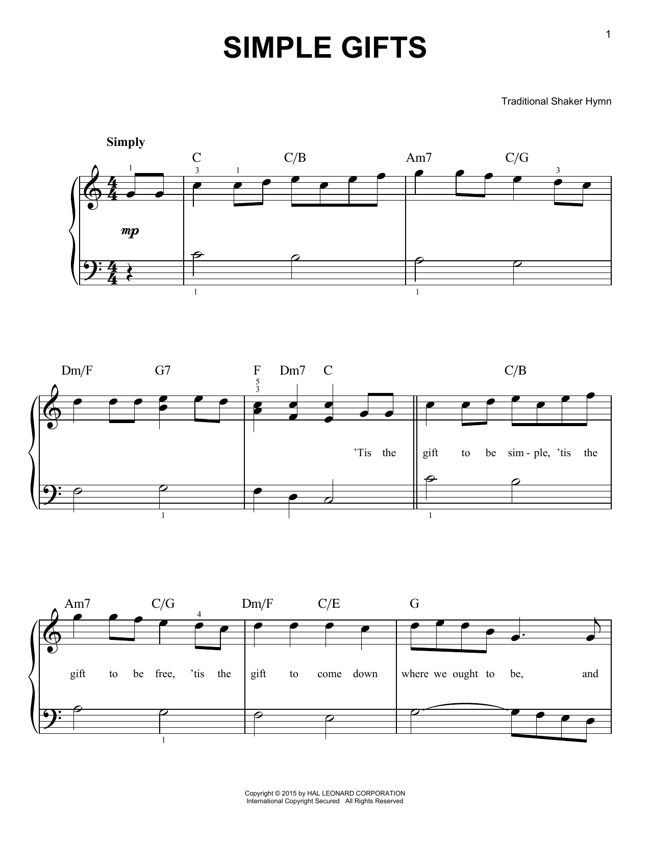 Product gallery: Page 1 of 1 Simple Gifts, Traditional Shaker Hymn