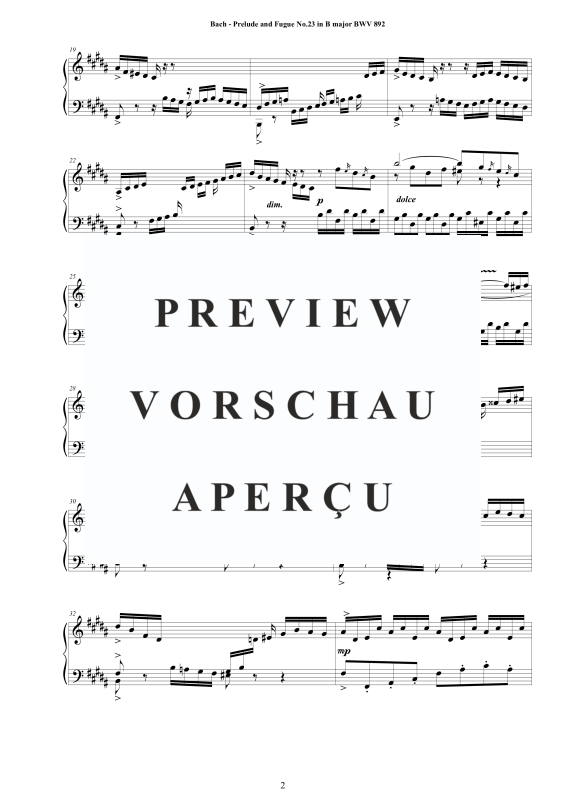 Product gallery: Page 3 of 8 Prelude and Fugue No. 23 in B major BWV 892, , Solo Piano