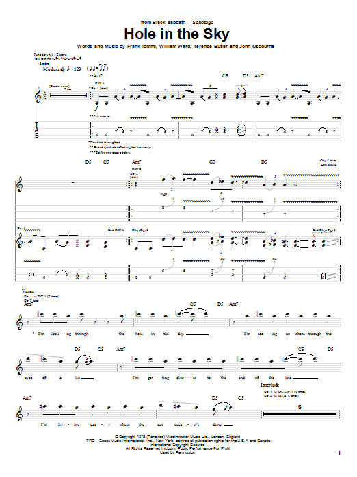 Produktgalerie: Seite 1 von 1 Hole In The Sky, Black Sabbath, Gitarre