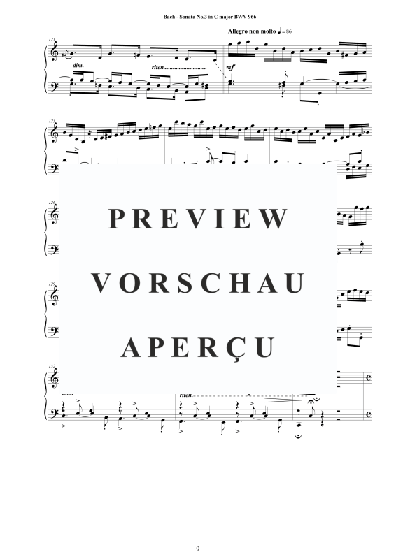 Produktgalerie: Seite 10 von 11 Sonate Nr. 3 in C-Dur BWV 966 - nach Johann Adam Reincken, , Cembalo/Klavier Solo