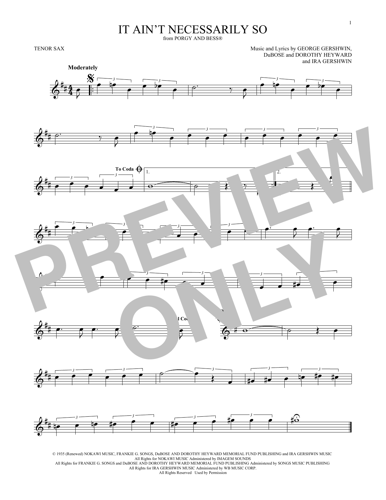 Product gallery: Page 1 of 1 It Ain't Necessarily So, George Gershwin