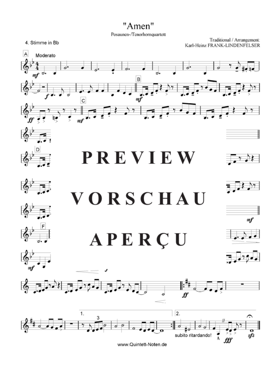 Produktgalerie: Seite 12 von 14 Amen , , (Blechbläser Quartett für Tenorhorn, Bariton, Euphonium, Posaune)