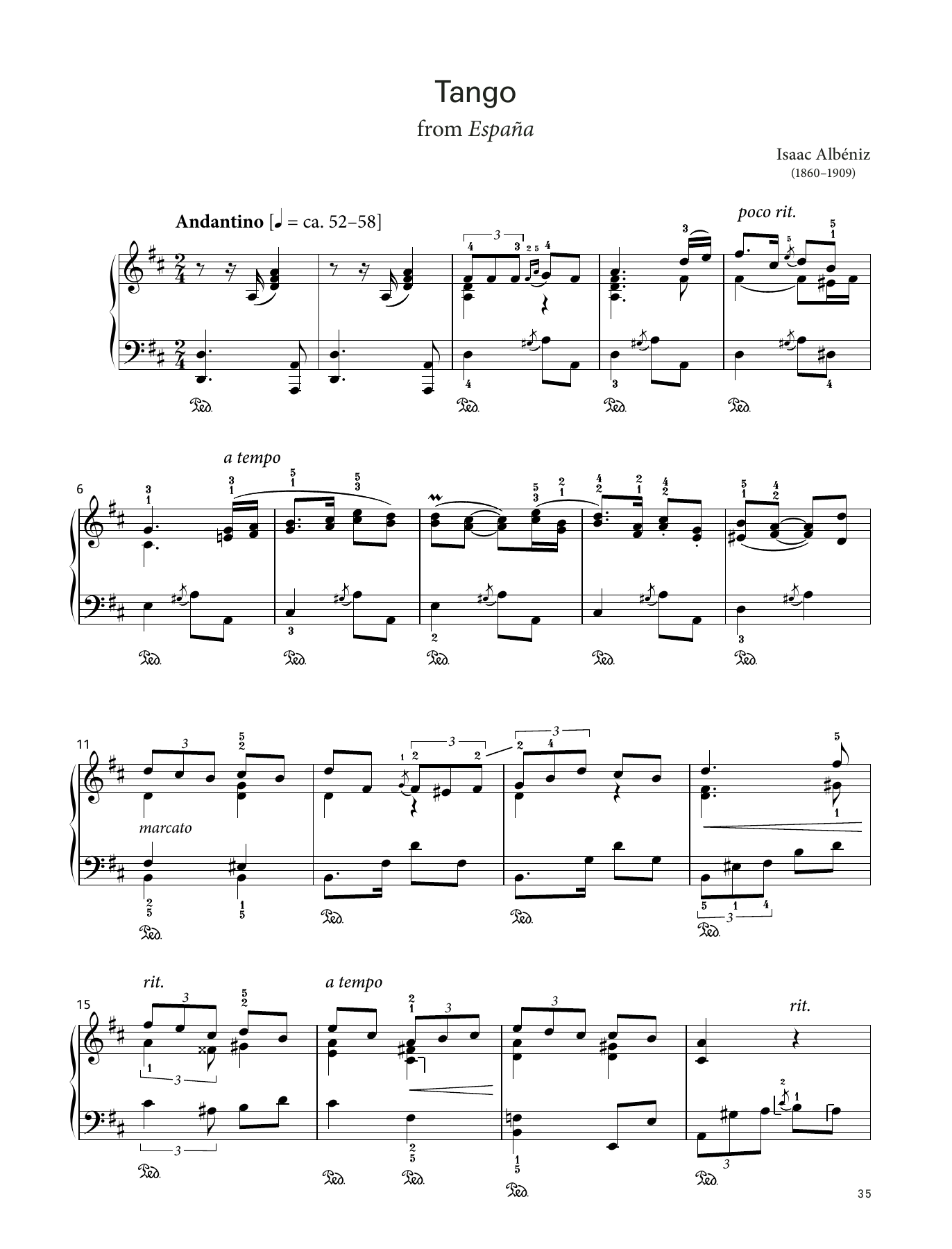 Product picture to: Tango from España, Op. 165 No. 2 (LCME Piano 2018 Grade 6 List B)