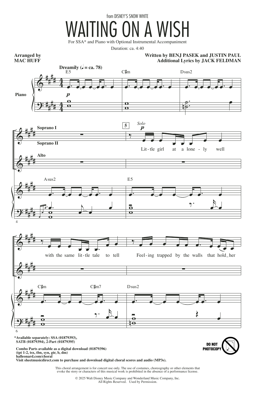 Produktgalerie: Seite 1 von 1 Waiting On A Wish (from Snow White) (arr. Mac Huff), Pasek & Paul, Chor