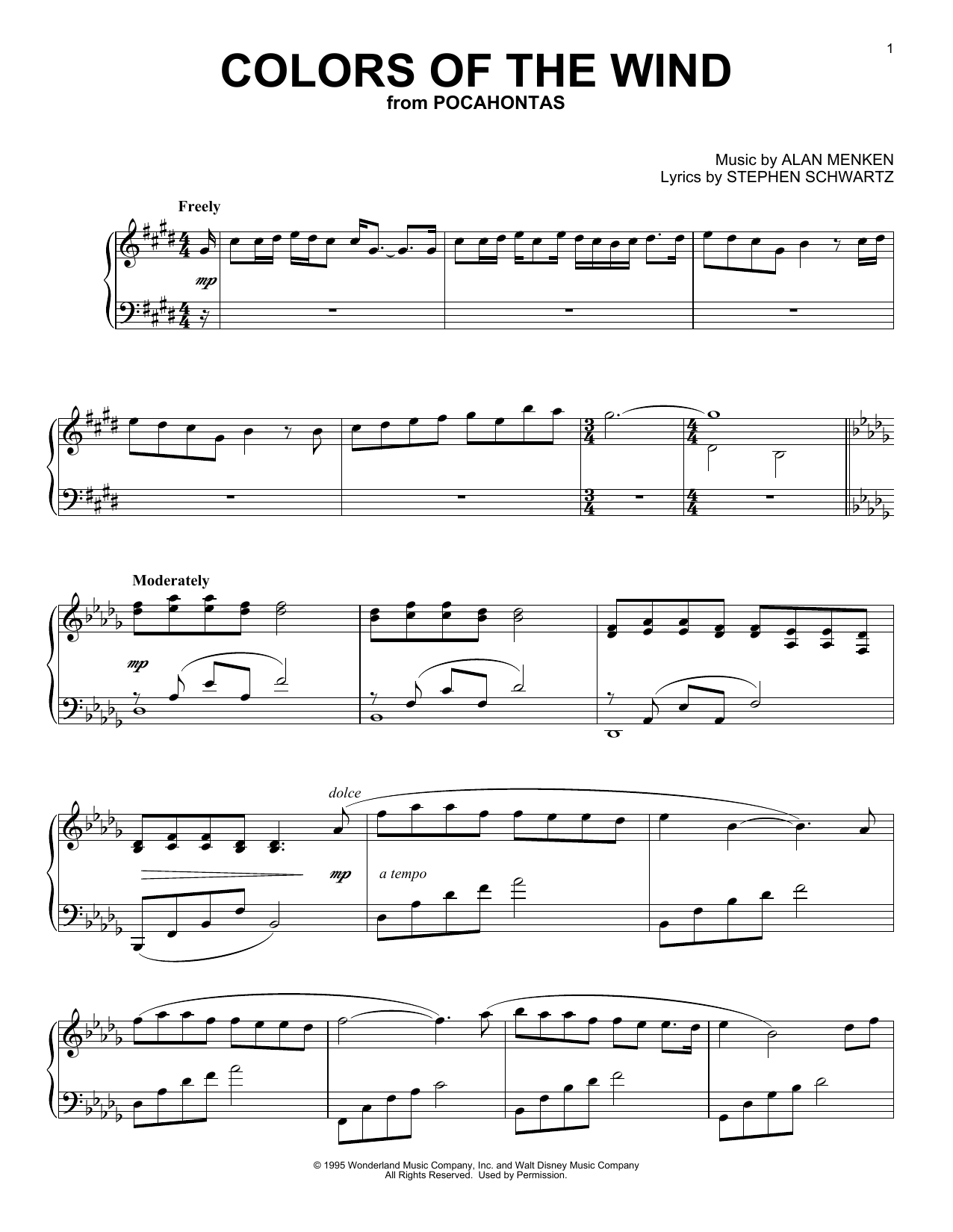 Product picture to: Colors Of The Wind (from Pocahontas) [Classical version]