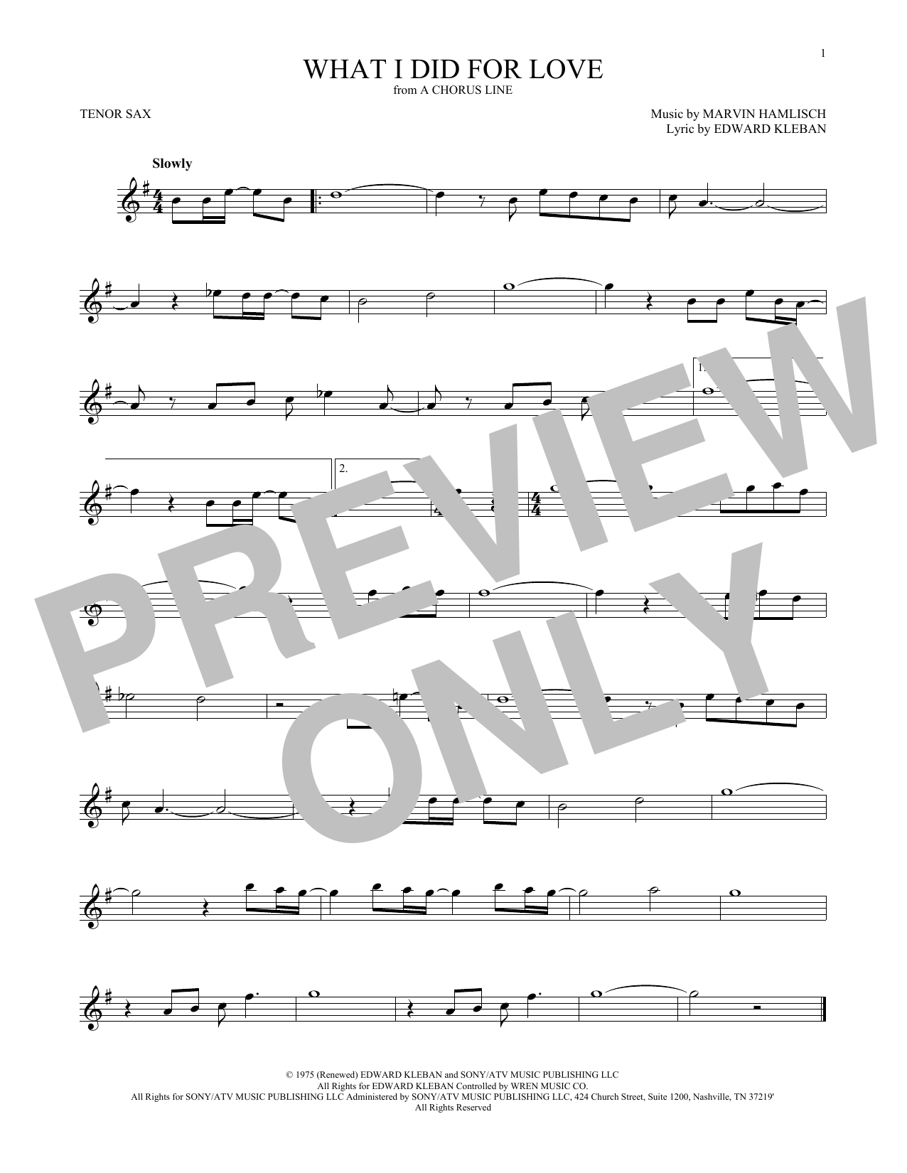 Product gallery: Page 1 of 1 What I Did For Love, Marvin Hamlisch