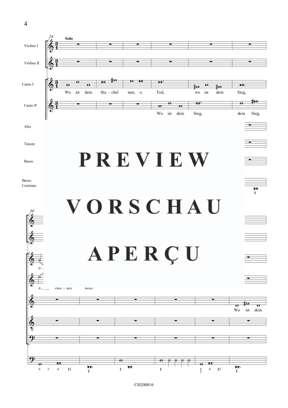 gallery: Wo ist dein Stachel nun, o Tod?, , (Gemischtes Ensemble SSATB, 2 Violinen, 3 Trombonen und BC)