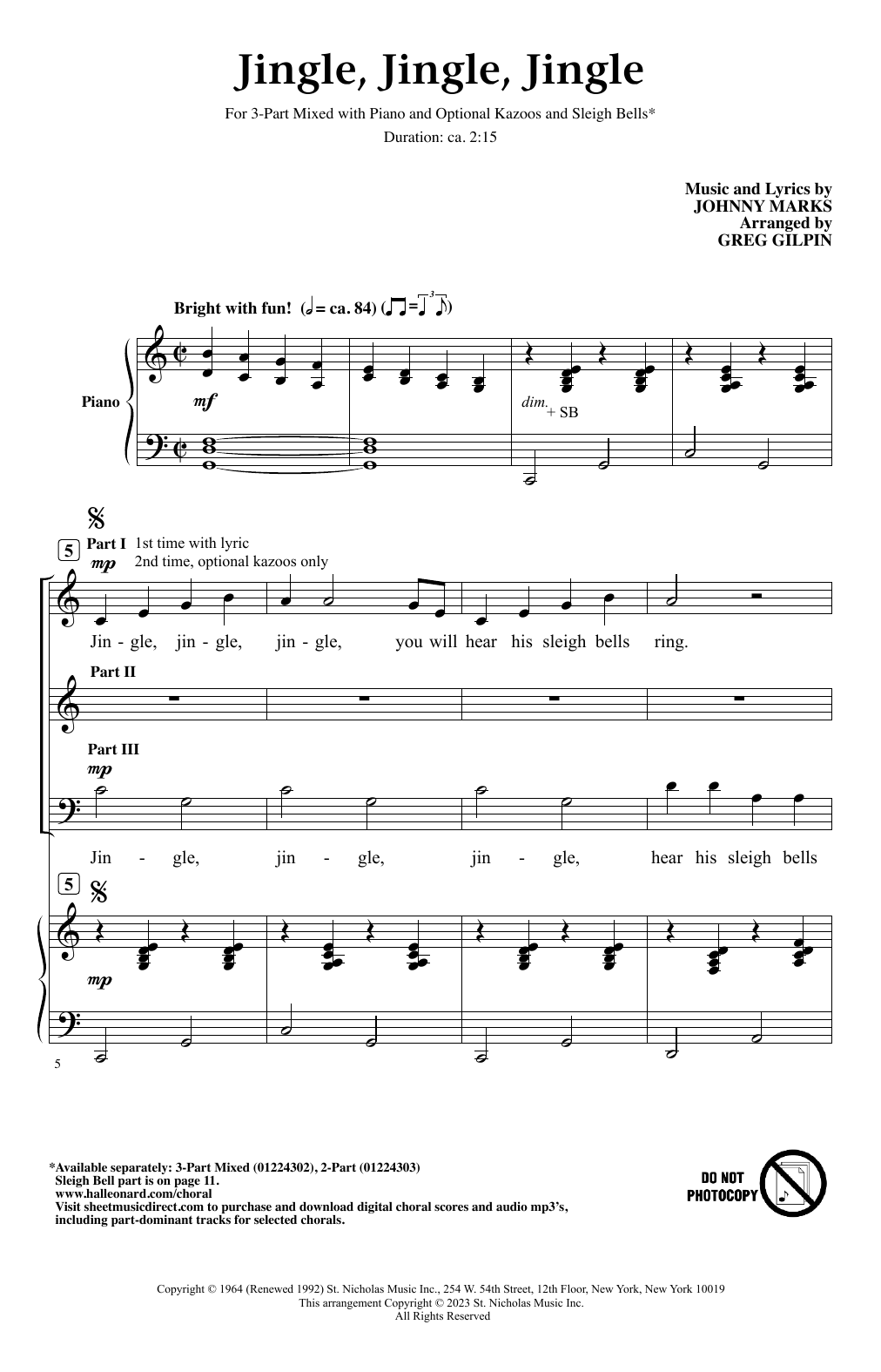 Product picture to: Jingle, Jingle, Jingle (arr. Greg Gilpin)