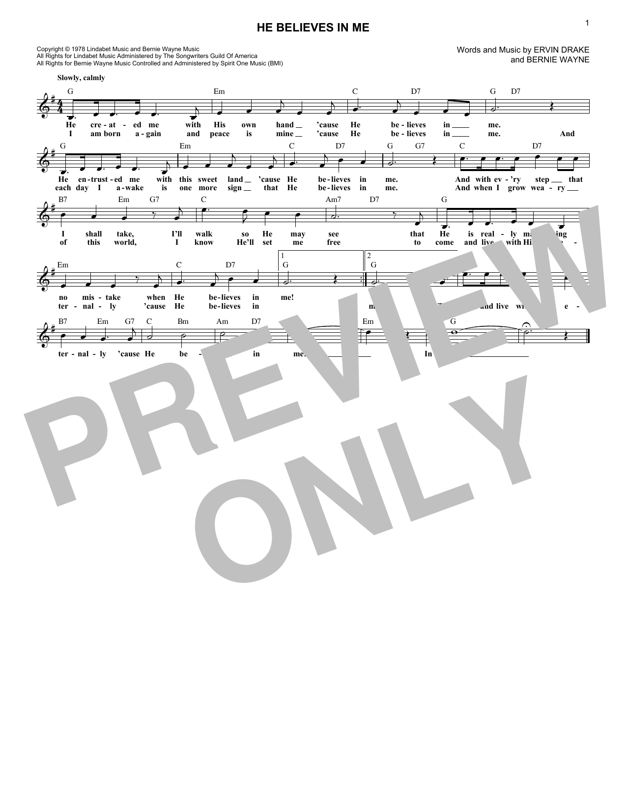 Product gallery: Page 1 of 1 He Believes In Me, Ervin Drake