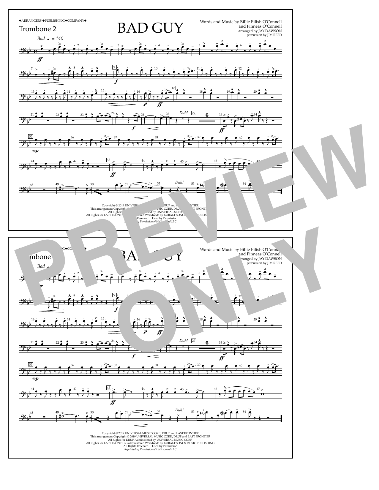 Produktbild zu: Bad Guy (arr. Jay Dawson) - Trombone 2